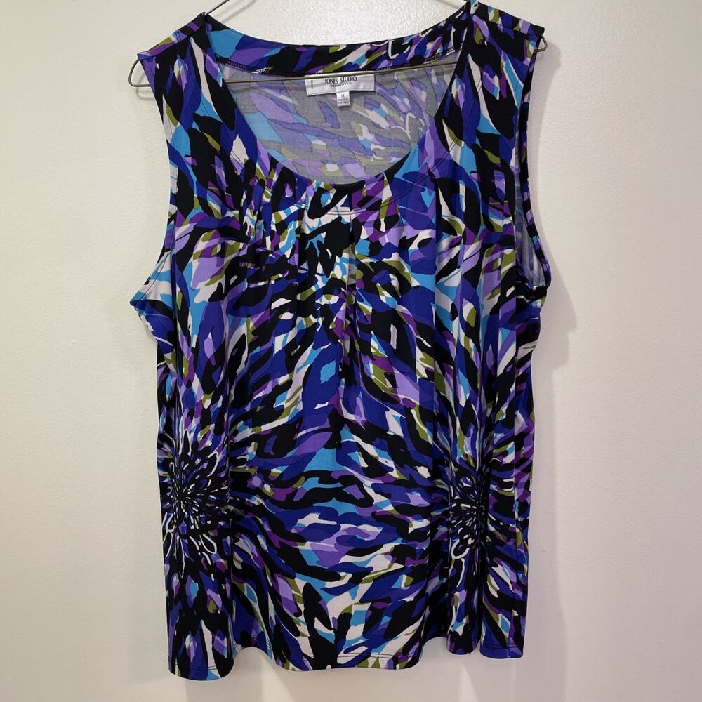 Jones Studio Separates Purple Geometric Pattern Sleeveless Blouse Women’s 1X